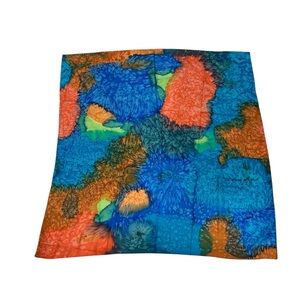 Vintage Silk Watercolor Boho Batik Abstract Colorful Batik Square Scarf